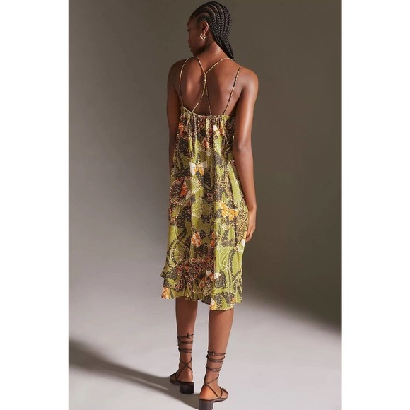 Anthropologie | Women's Green V-Neck Kenzie Parrott Beaded Mini Dress Size XXS - Picture 3 of 12